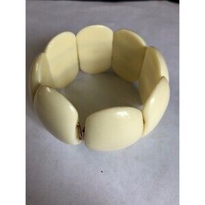 Vintage Rare Napier Wide Cuff Bracelet  Cream Colored Beads
